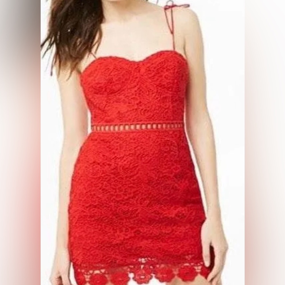 Red Lace Spaghetti Strap Dress /size S
